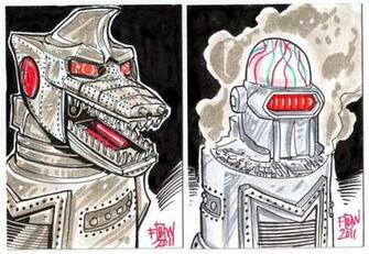 Mechagodzilla Wallpaper Sketch Cards By