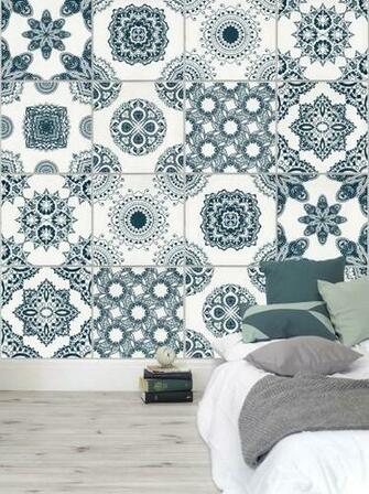 Light Grey Portuguese Tile Wallpaper Salle De Bain In