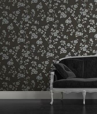 Glitter Roses By Albany Black Wallpaper Direct