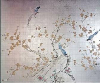 China Hand Painted Silk Wallpaper