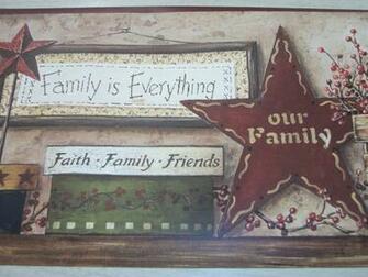 York Family Friends Stars Berries Country Primitive Candles Wallpaper