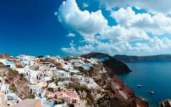 Wallpaper Santorini Greece Island Sea City Houses
