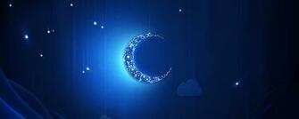 Wallpaper Crescent Moon Light Shiny Neon Dual