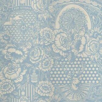 Light Blue Flock Floral Toile Eijffinger Wallpaper
