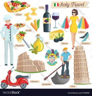 Italy Culture Icons Set Elements Of Infographics For Travel