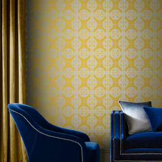 Asian Lattice Saffron Wallpaper Yellow Graham Brown