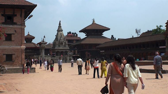 Kathmandu Nepal October Locals On The Background Of