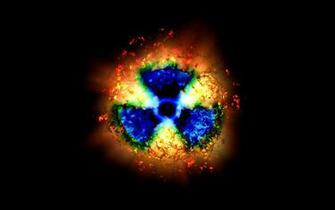 Dark Multicolor Fire Radiation Symbol Wallpaper Background