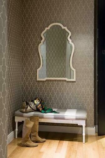Quatrefoil Wallpaper Contemporary Entrance Foyer Sally Steponkus