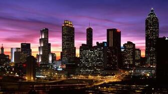Atlanta Georgia Downtown Skyline Dusk Album New York Wallpaper