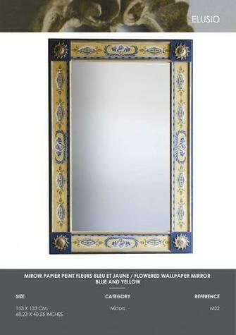 Ref M22 Flowered Wallpaper Mirror Blue And Yellow Elusio