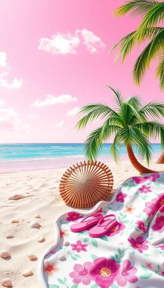 Pink Girly Beach Wallpaper