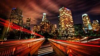 Wallpaper Los Angeles Traffic City Night Speed