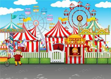 Cartoon Amusement Park Ferris Wheel Backdrop Circus Carnival Kids