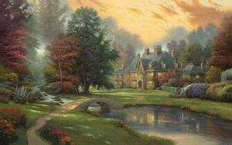 Kinkade Wallpaper Art Painings Desktop Thomas