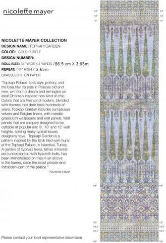 Topkapi Garden Gold Purple Wallpaper Yard Panel The Nicolette