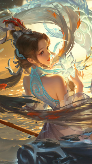 Fantasy Girl Ocean Art Wallpaper iPhone Phone 4k 1860f