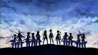 Clouds Strike Witches Weapons Animal Ears Anime Girls