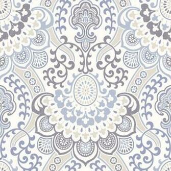 Galerie Paradisio Wallpaper Beige Black Blue White Paisley Damask