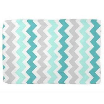 Teal Grey Chevron Kitchen Cloth Towel