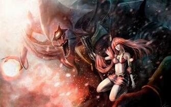 Anime Girl Pink Hair Monster HD Wallpaper Desktop Pc Background