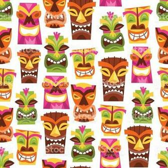 Retro Hawaiian Luau Party Tiki Seamless Pattern Background Royalty