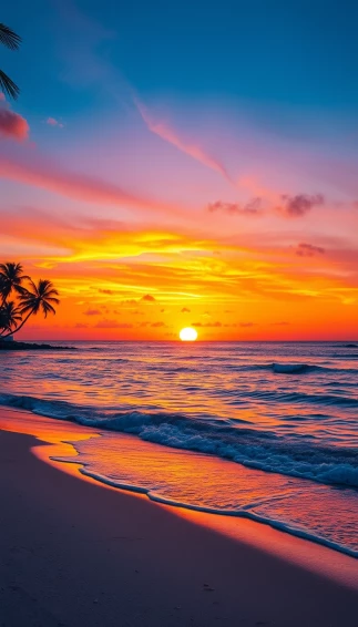 Tropical Beach Sunset Wallpaper