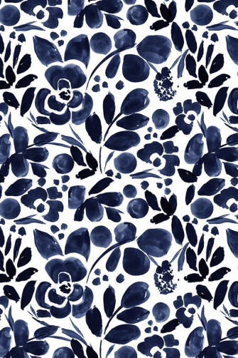 Navy Floral By Crystal Wallpaper