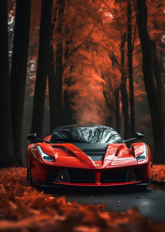 Red La Ferrari Super Car Poster Picture Metal Print Paint By