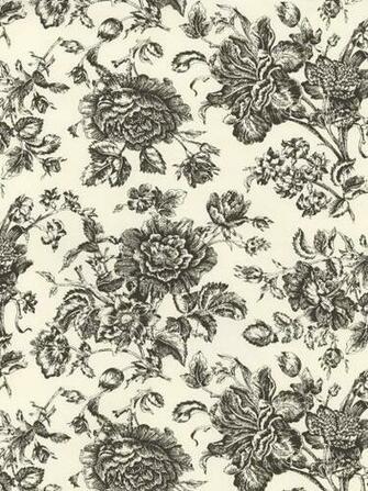 Black Rose Toile Wallpaper Traditional