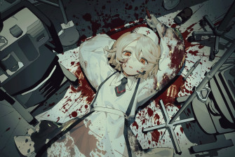 Aliasing Apron Blonde Hair Blood Gloves Headdress Microphone Nurse