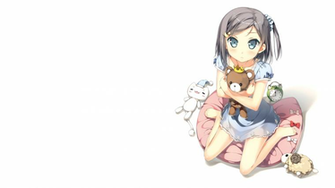Wallpaper Henneko Tsutsukakushi Tsukiko Teddy Bear Gray Hair