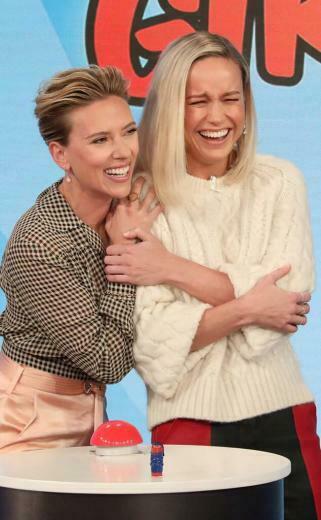 Scarlett Johansson And Brie Larson Dish On Cringe Worthy First