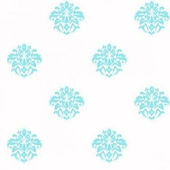 White With Blue Damask Spot Wallpaper Wall Sticker Outlet