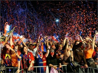 Barcelona Fans Celebrate Computer Desktop Wallpaper Pictures