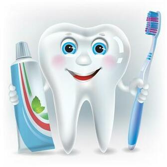 Eps File Cartoon Cute Tooth With Toothpaste And Toothbrush Vector