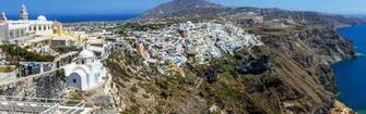 Wallpaper Greece Santorini City Houses Coast Sea Sky Rocks