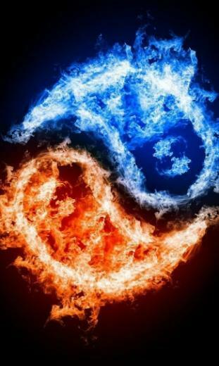 Blue And Red Fire Wallpaper