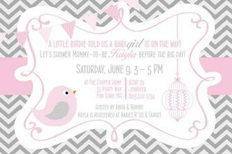 Pink And Grey Chevron Invitation Girl By