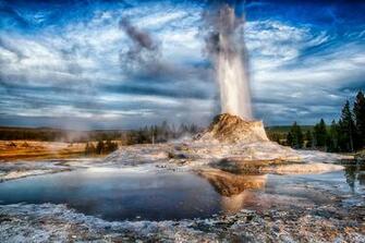 Wallpaper Castle Geyser Wyoming Yellowstone Nature