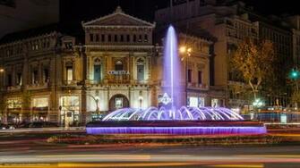 Wallpaper Barcelona City Night Fountain Desktop