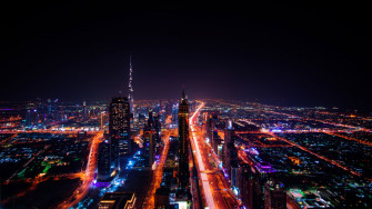 Wallpaper 4k Dubai Cityscape Buildings Lights 8k