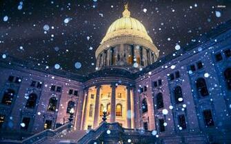 World Winter Snow Usa Wisconsin Madison State Capitol