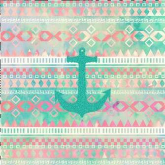 Sailing Aztec Emerald Nautical Anchor Pastel Watercolor Art