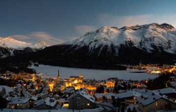 Wallpaper Winter The Sky Light Snow City Lights Lake