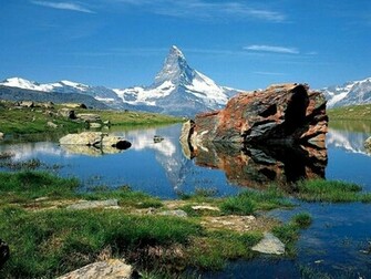 Lake In Swiss Alps Computer Desktop Wallpaper Pictures Image