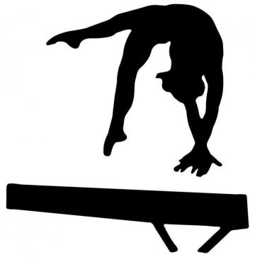 Black Balance Beam Hand Spring Gymnastics Silhouette Wall Decal