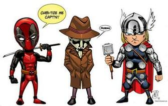 Chibi Deadpool And Friends By Vulture34