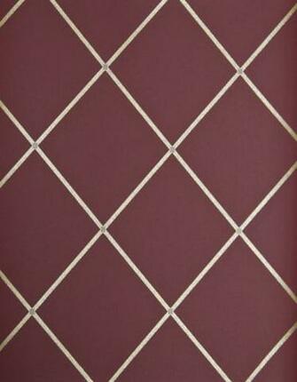 Trellis Wallpaper Deep Red With Metallic Gold Design