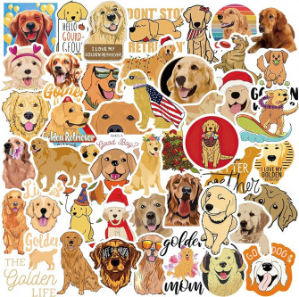 Amazon Yoksas 50pcs Golden Retriever Stickers Waterproof